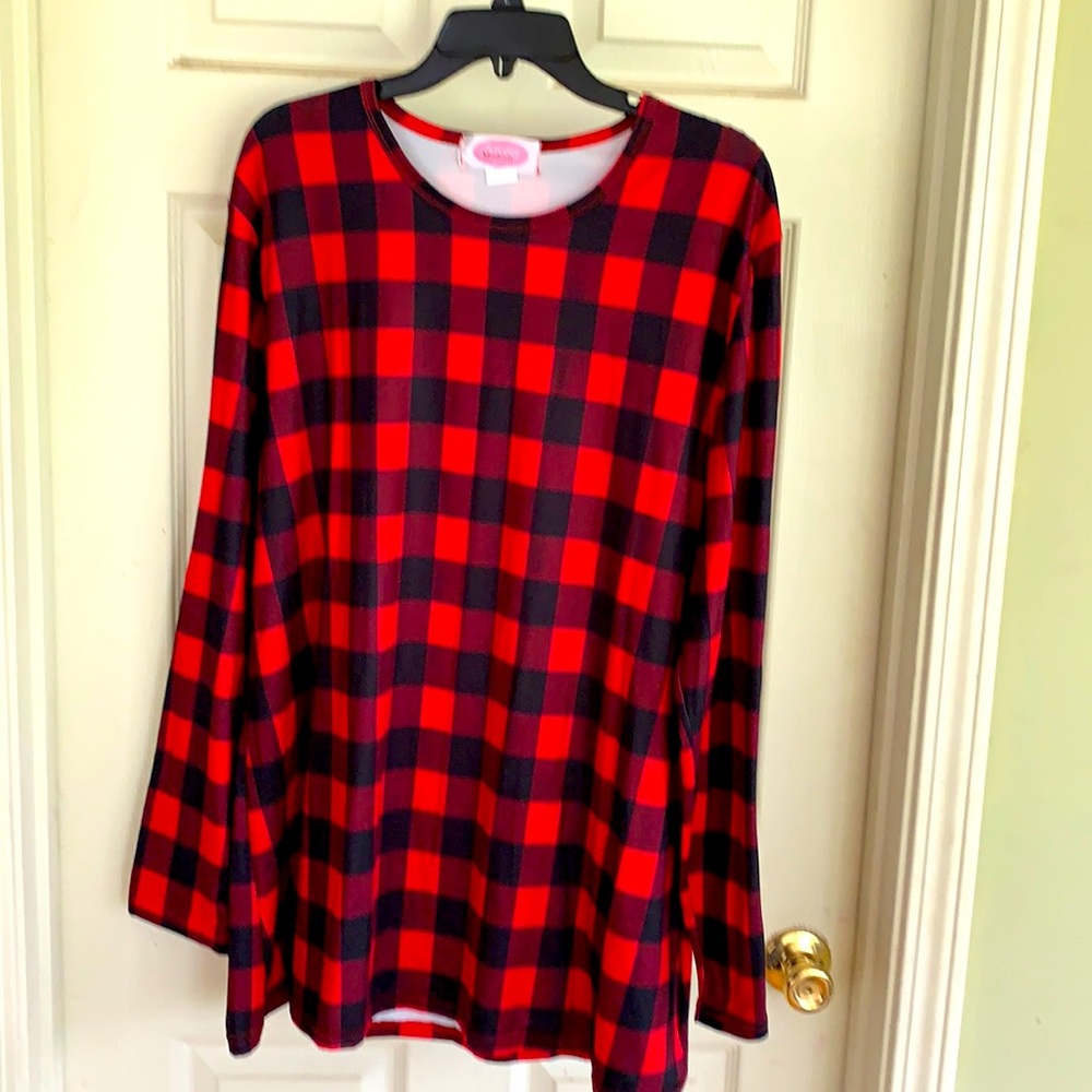Sweet Modesty blouse long sleeve red&black striped